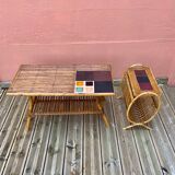 Rattan coffee table and magazine rack