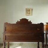 Neo-Renaissance oak cash desk and step