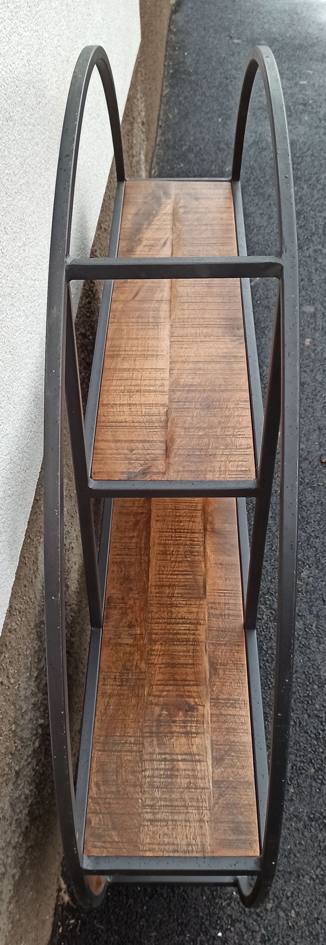 Round wall shelf wood and metal