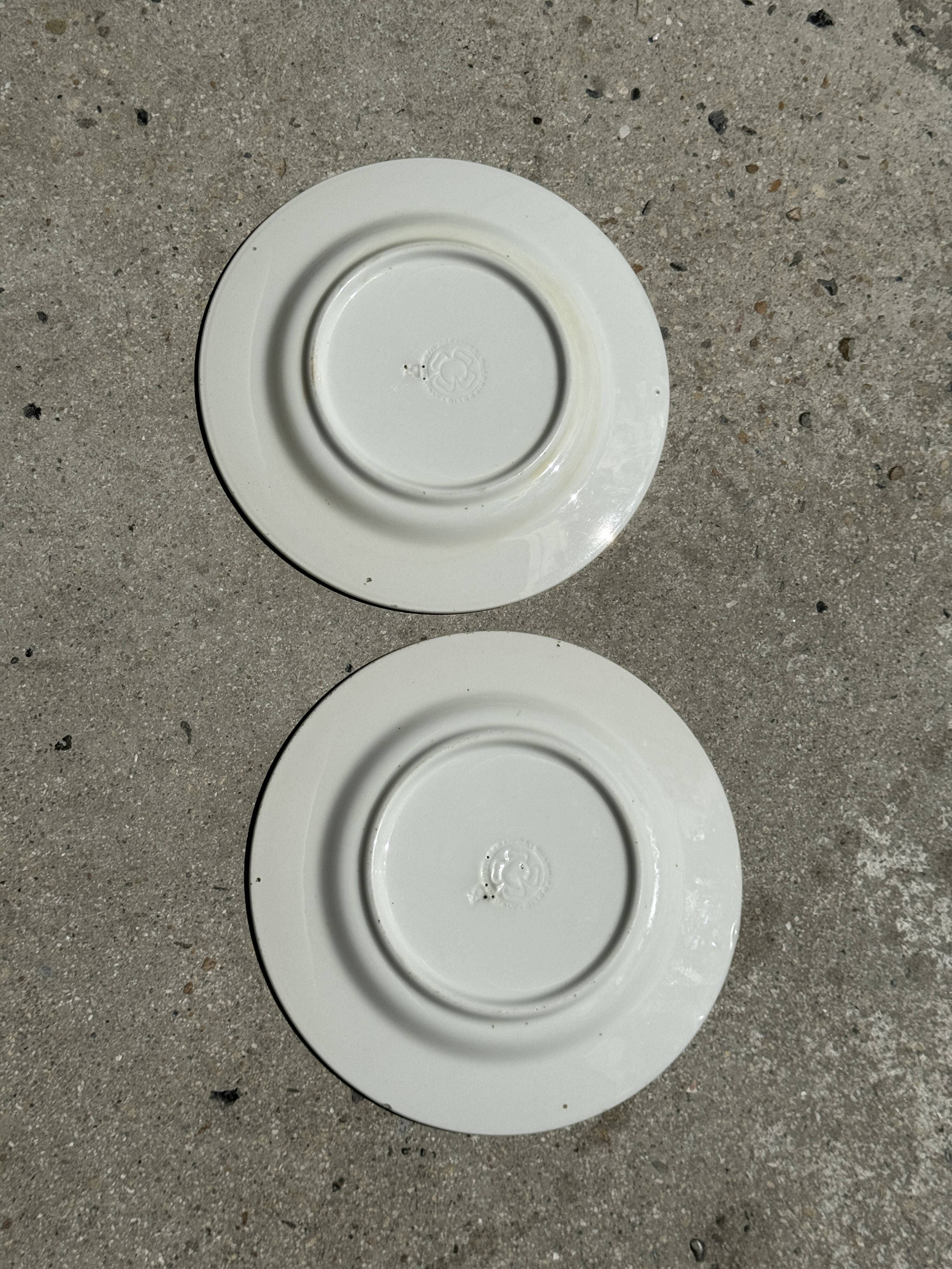 Set of 2 blue striped plates Ceramica Quadrifoglio Italy