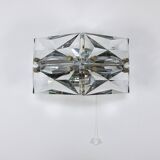 Pair of wall sconces in faceted crystal and chrome / prism glass wall lamps by Kinkeldey