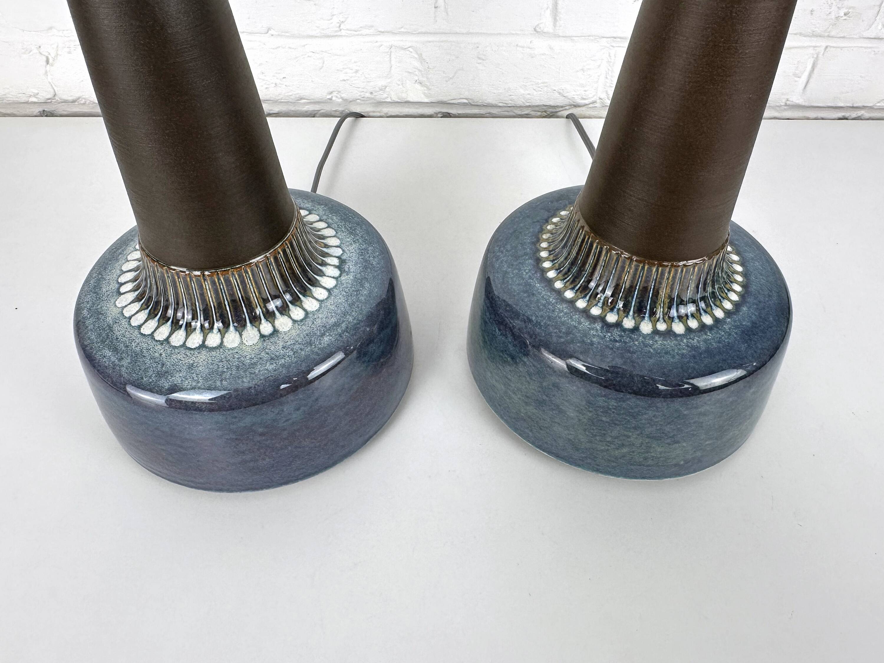 Pair of large blue table lamps Søholm Einar Johansen Denmark 1960s