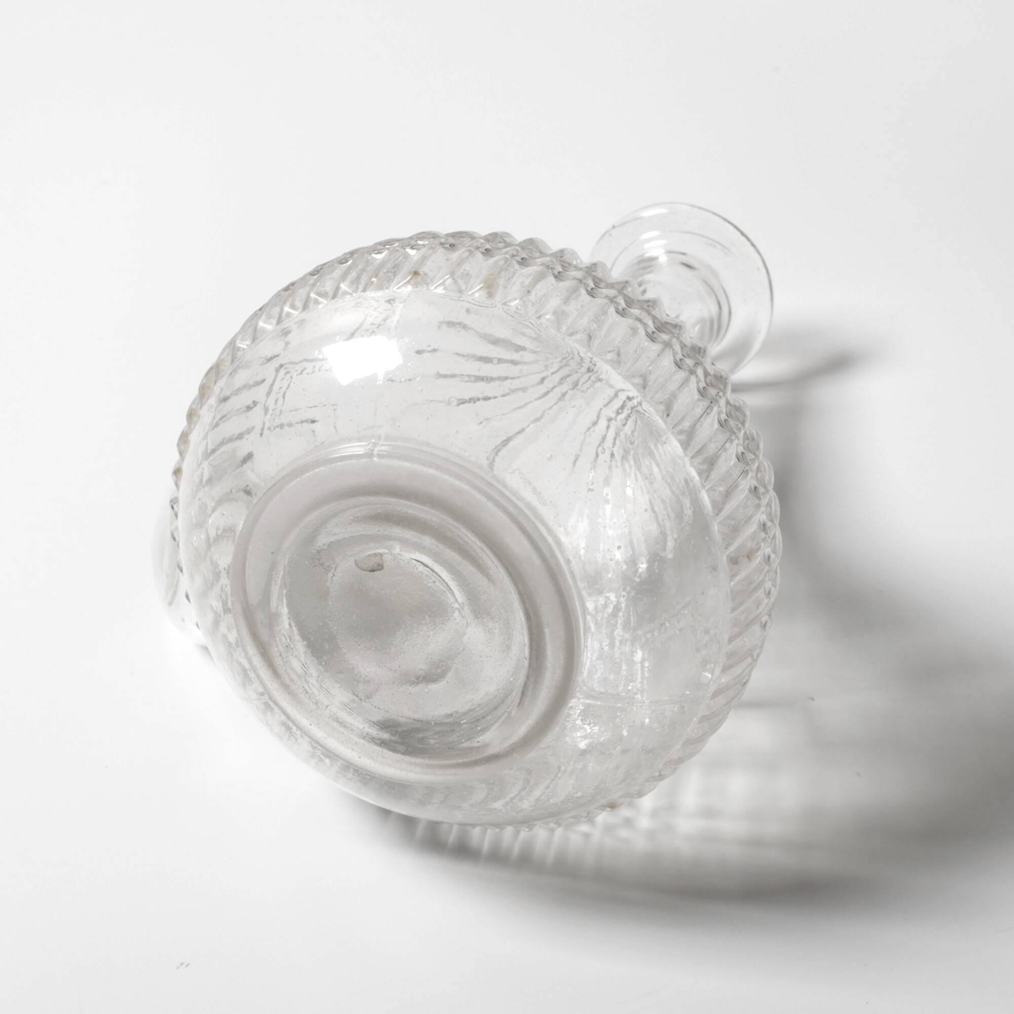 Glass Decanter / Mid-century Patterned Wine Carafe / Empoli / Italy / 1950s