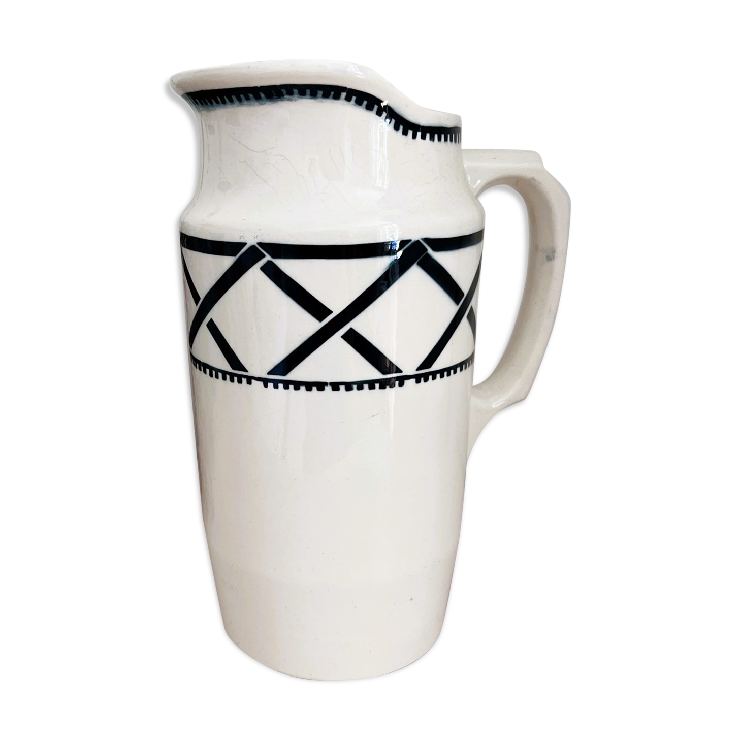 Broc vase in vintage Badonviller earthenware