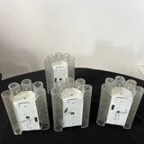 Set of 4 large doria wall lights in glazed glass design from the 60s vintage 3 lights