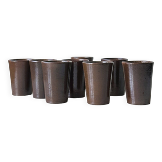 8 tumblers - handmade stoneware coffee cups