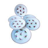 Set of 6 flat plates ceramic collection Rosine