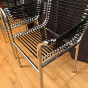 Pair of "Sandows" chairs designed by Rene Herbst, Bauhaus, France, 1980s