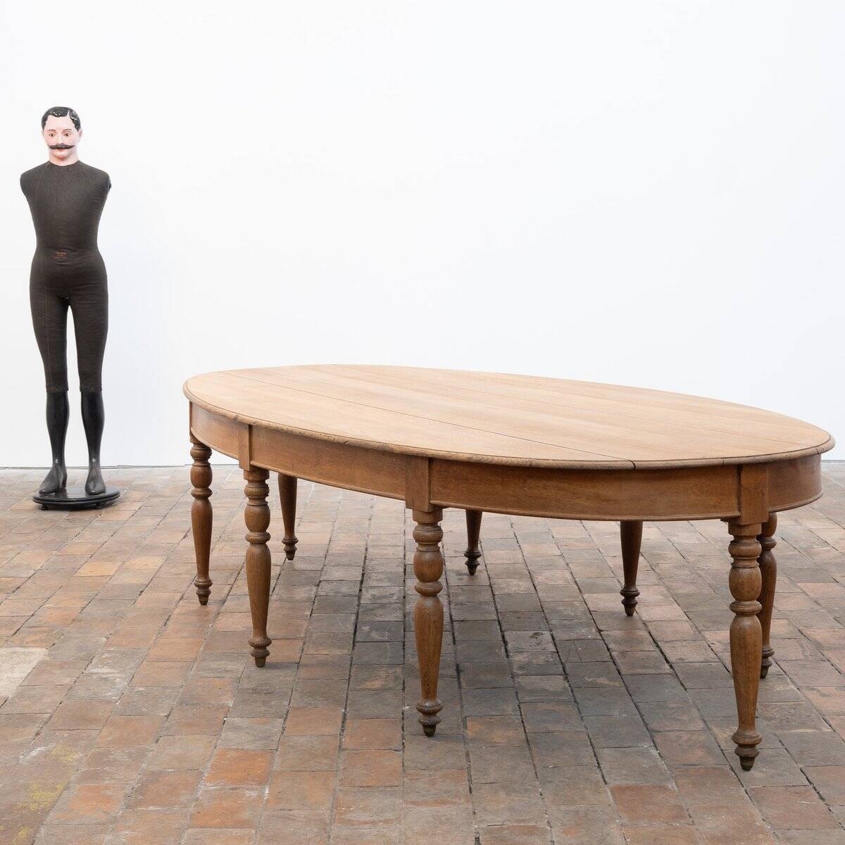 Large Oval Oak Table, France, 1900s