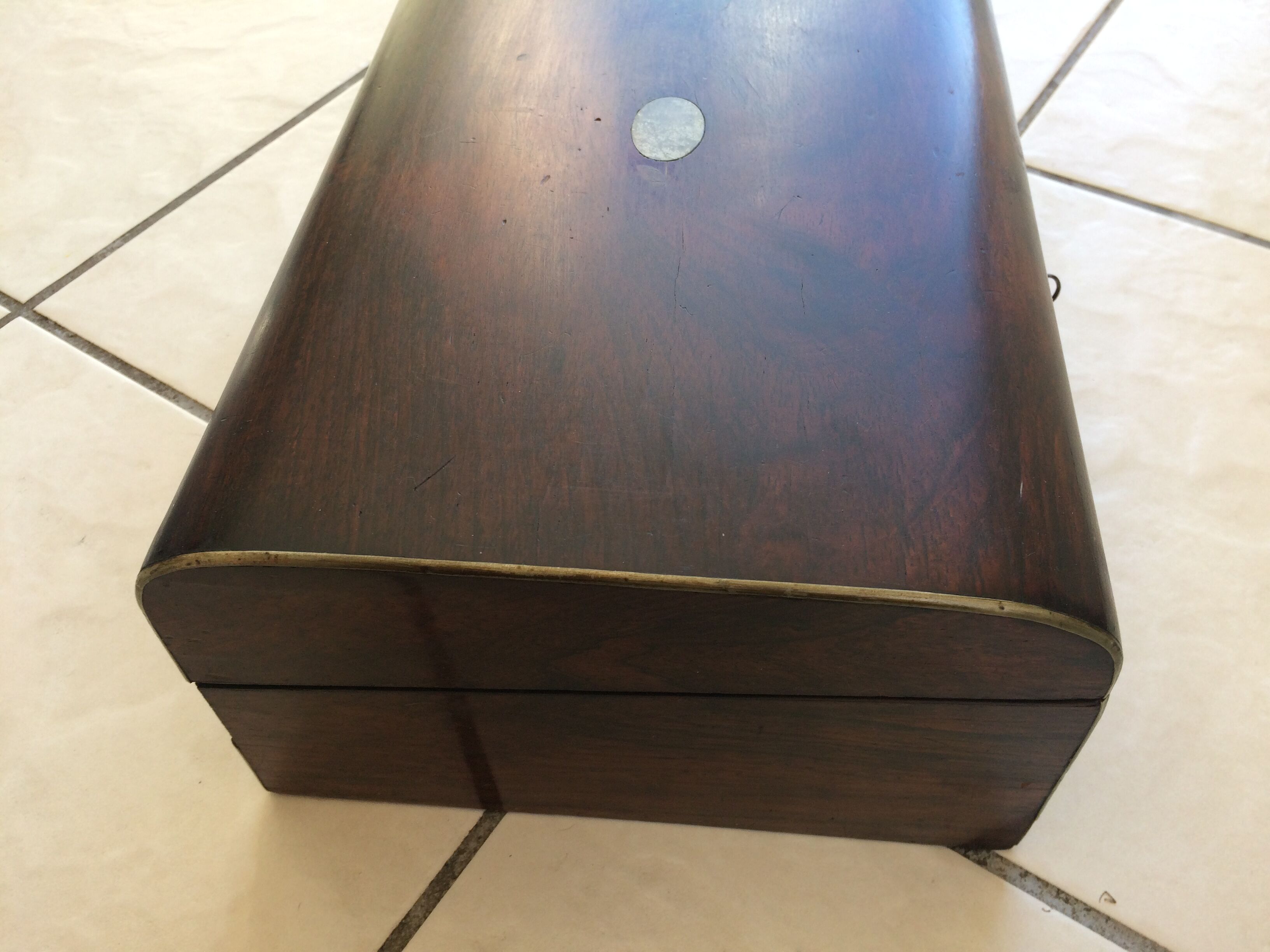 Large old cabinet in mahogany. Interior blonde wood.