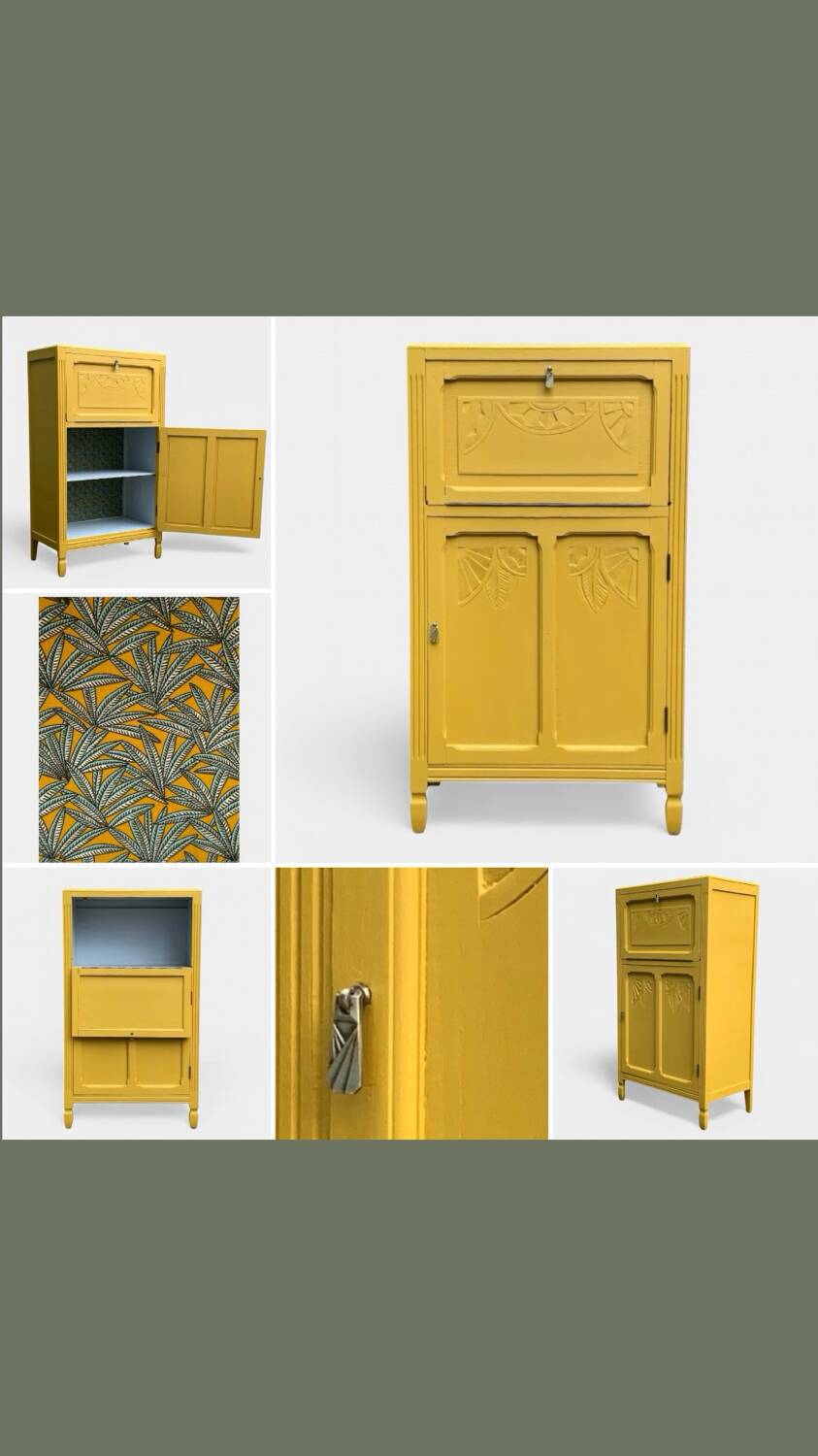 Parisian art deco buffet in yellow ochre