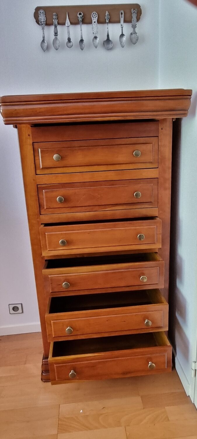 Louis philippe merisier massif style weekly chest of drawers