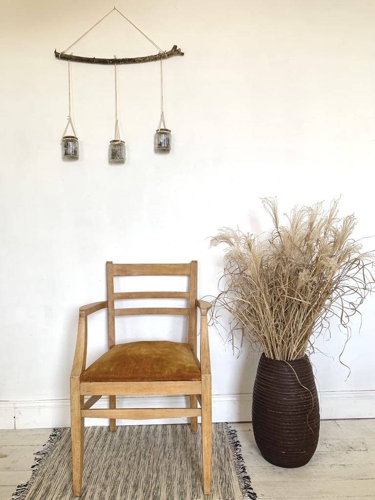 Art Deco armchair with mustard velvet seat