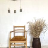 Art Deco armchair with mustard velvet seat