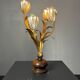 Midcentury Hollywood Regency Florentine gilt metal flower table lamp, 60s.