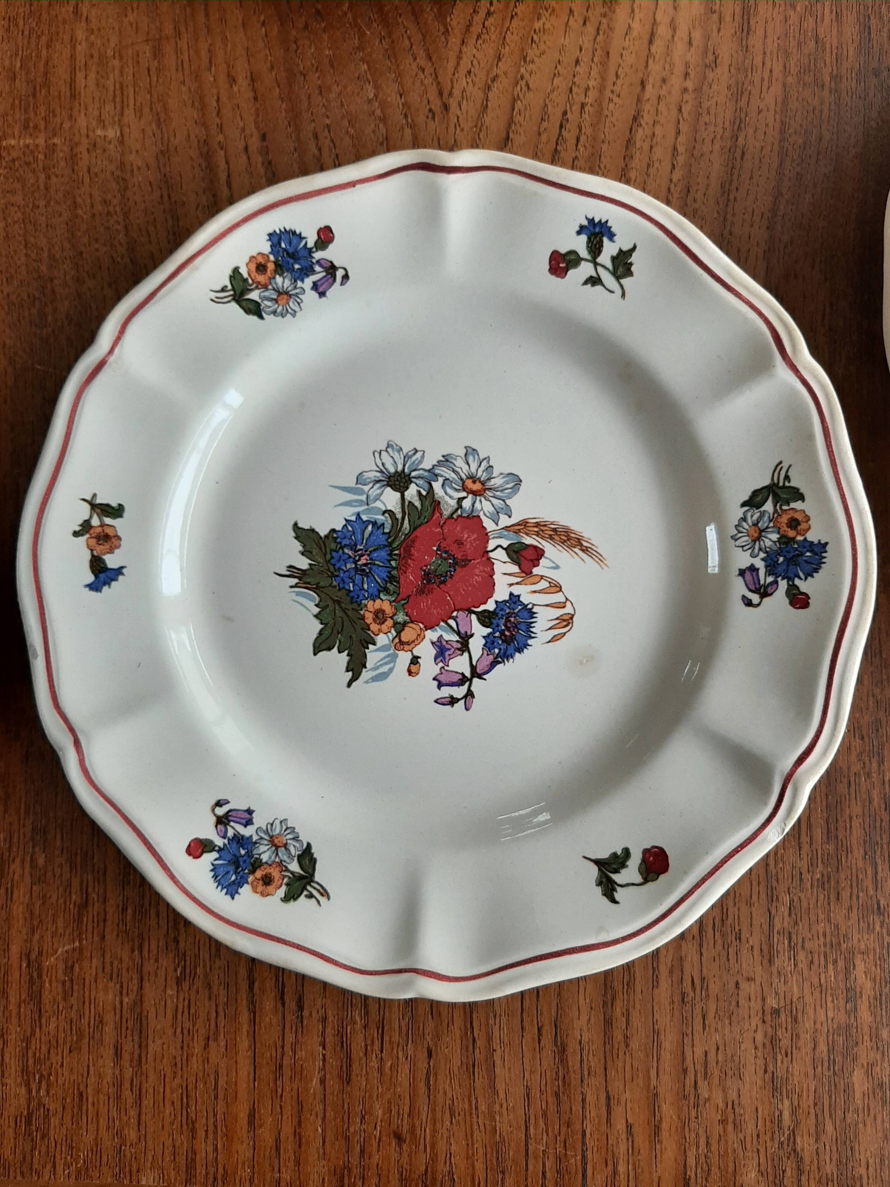 6 vintage Sarreguemines plates