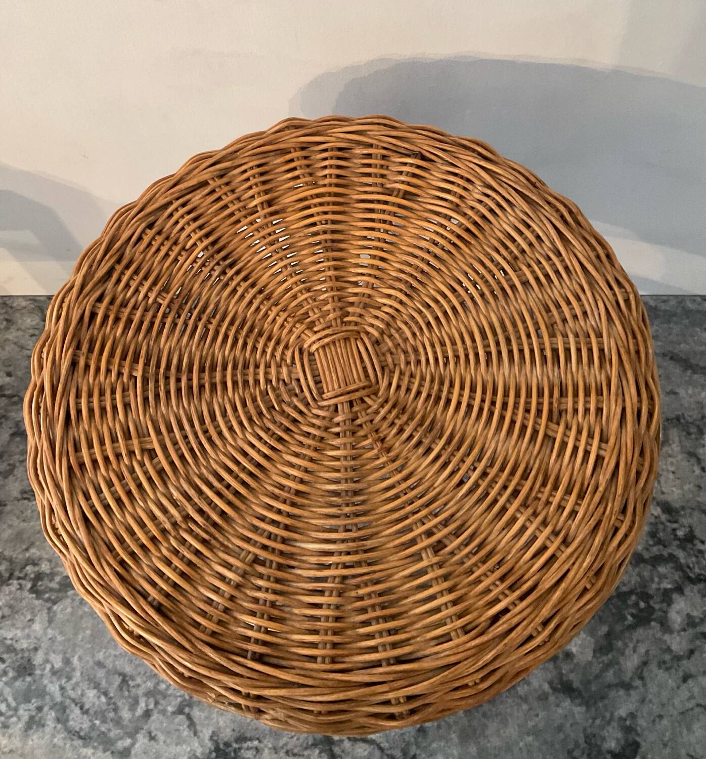 Vintage stool in rattan and woven wicker