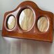 Cadre triple ancien art déco en bois d'acajou 22 x 29 cm verre convexe