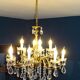 Twelve-armed golden bronze light chandelier