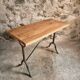 Vintage French Bistro Table | 1960s/70s Oak Top & Cast Iron Base | Retro Coffee & Wine Table