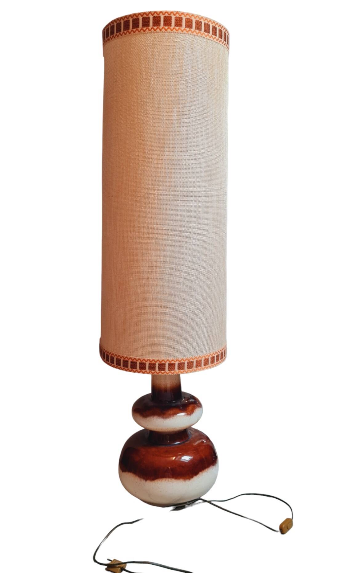 Vintage ceramic floor lamp with its lampshade