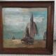 Old oil painting depicting a marine scene