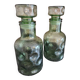 Bubble glass carafe, green bumpy