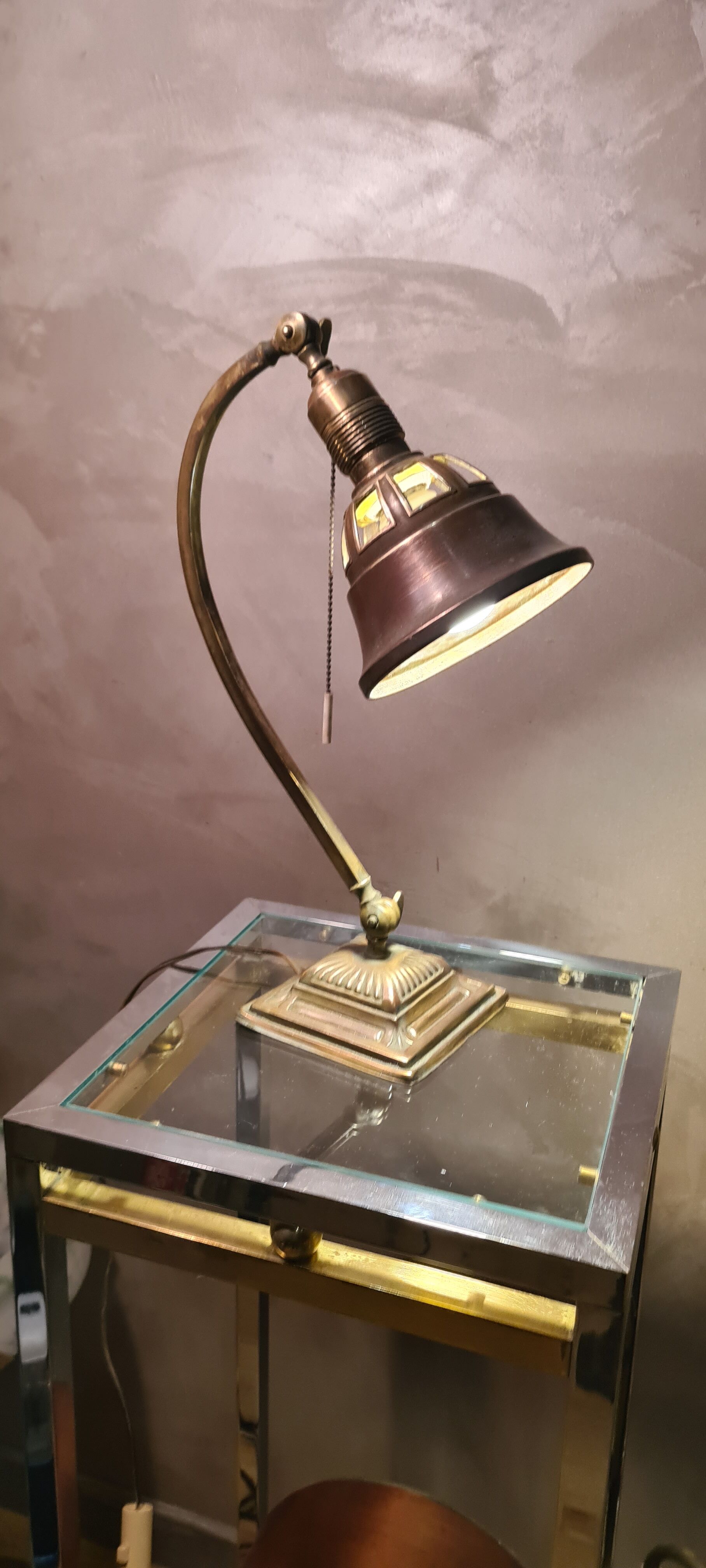 Art deco desk lamp brass and bronze copper