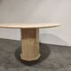 Round italian travertine dining table, 1970s
