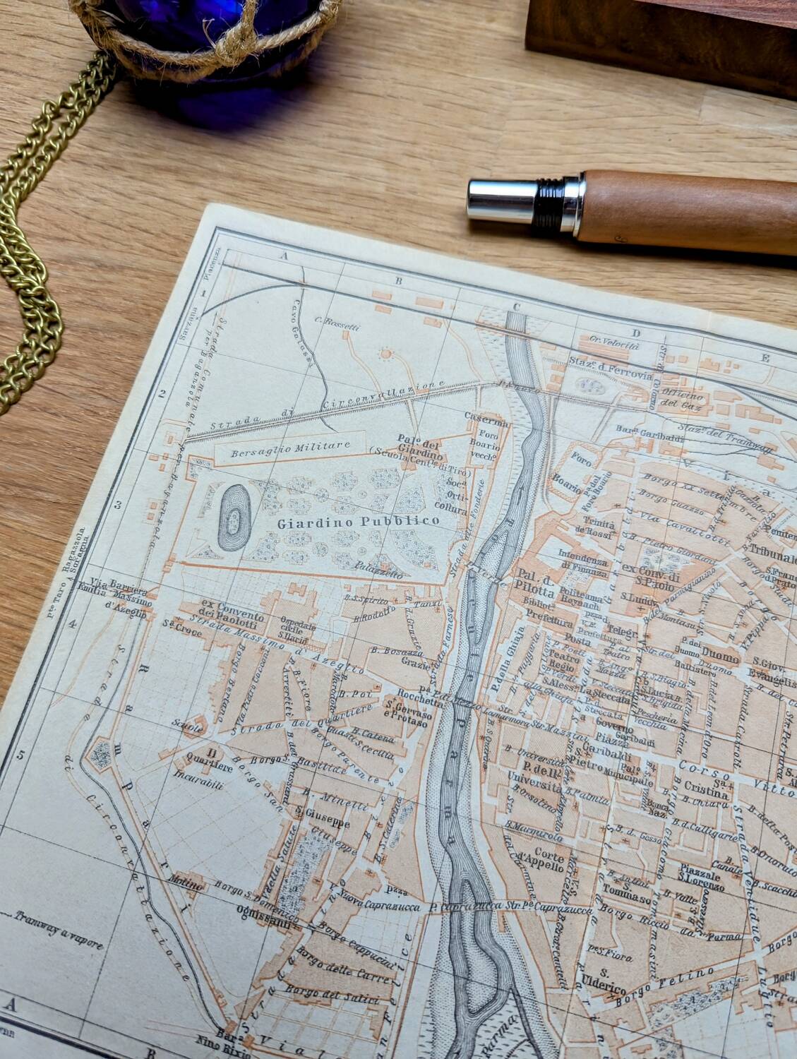 Printed in 1909, map of Parma, Italy