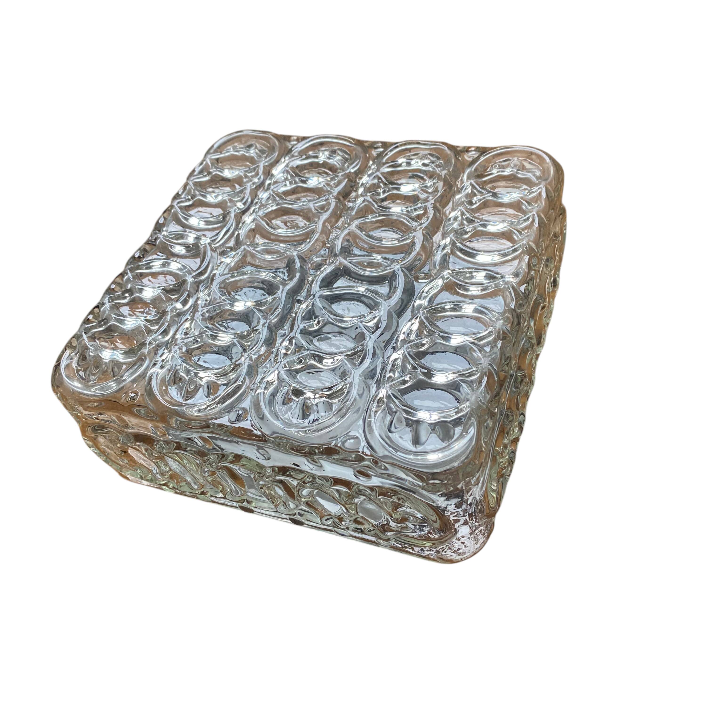 Square wall light, vintage ceiling light in transparent glass.