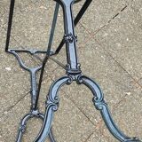 Marble bistro table, cast iron base signed Godin, L 120 cm, made in France!