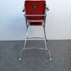 Chaise haute baby flash 1960 chromé et bois rouge