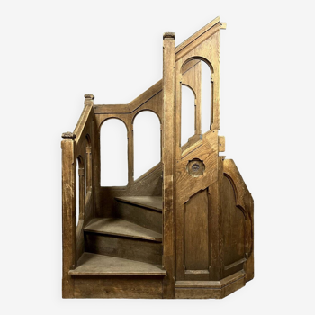 Escalier de chaire d’église style gotique en chêne massif époque XIXeme