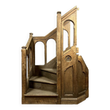 Gothic style church pulpit staircase in solid oak, 19th century
