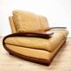 Vintage Italian leather and wood sofa