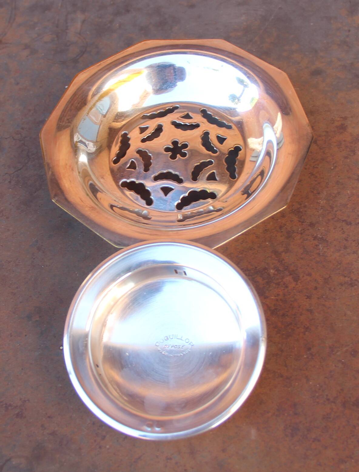 Silver-plated metal butter dish Coquillor