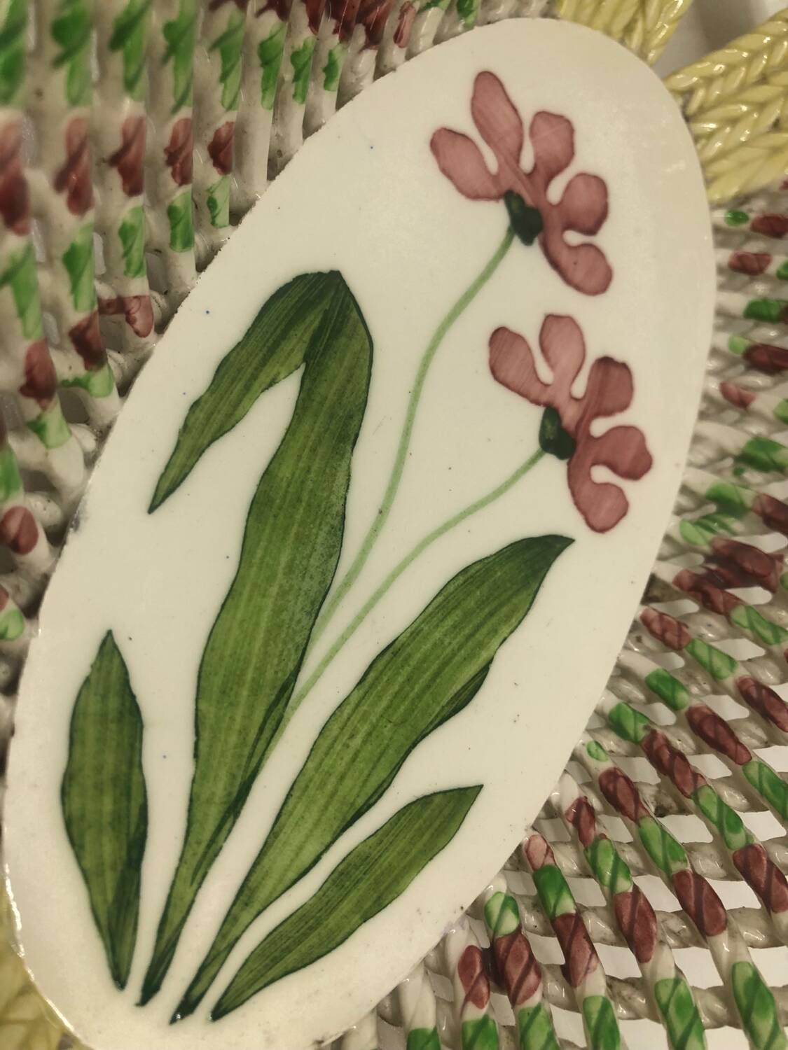 Vintage Spanish ceramic basket dish