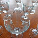 Set of 8 engraved glasses old with liquor or digestive 50s