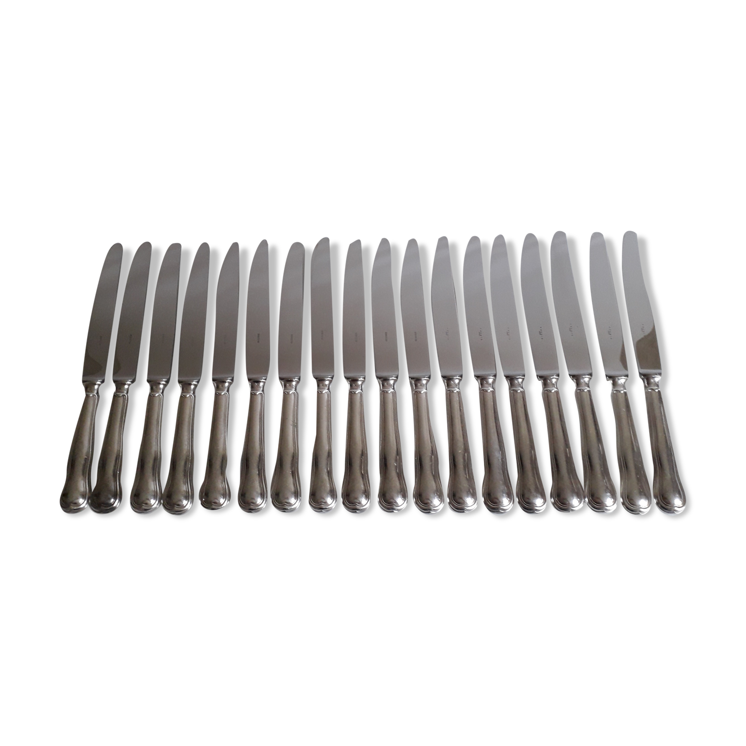 Ercuis set of 18 knives silver metal and stainless steel violin model