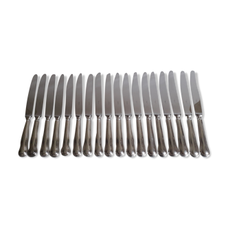 Ercuis set of 18 knives silver metal and stainless steel violin model