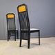 Vintage burl wood and lacquer dining chairs, 1980s
