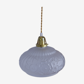 Art deco hanging lamp in frosted glass