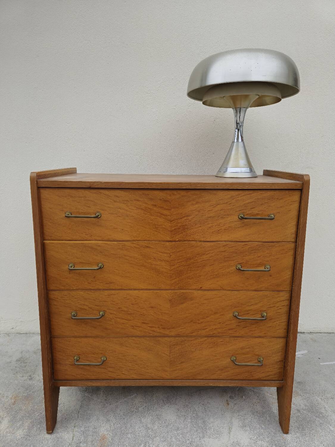 Vintage chest of drawers with compass feet, 1950s, 4 drawers