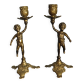 Set of two cherub cherub candlesticks