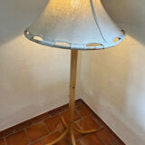 Floor lamp in wood, bamboo and linen