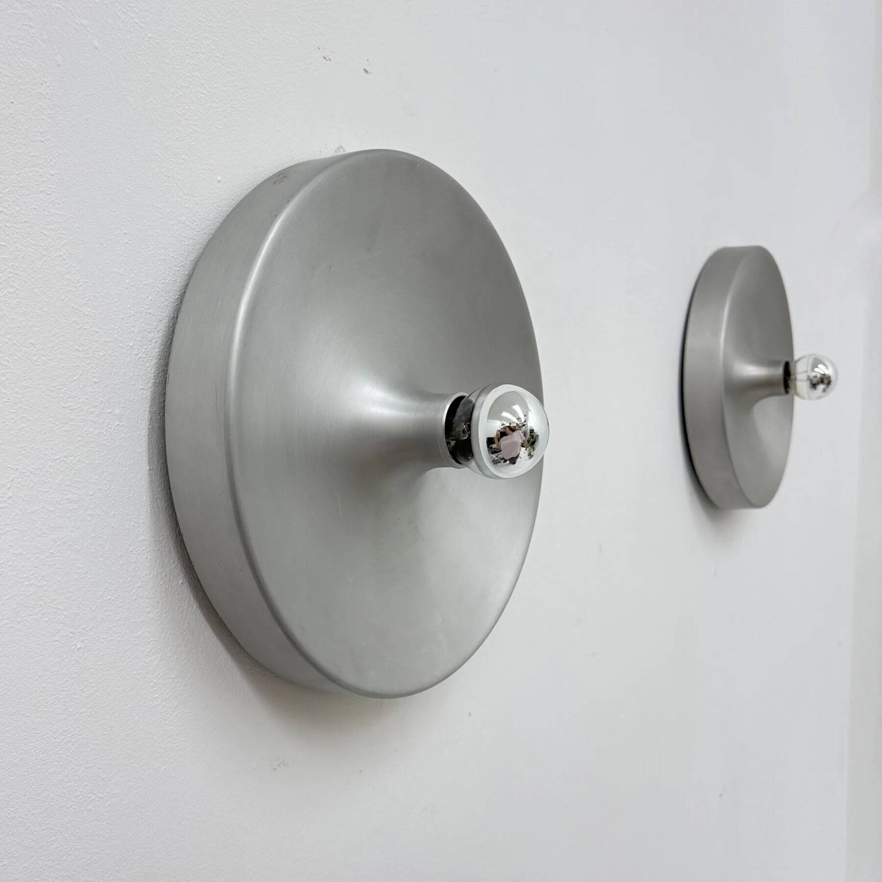 Mid-century design disc lamp, 1970s attributed to Charlotte Perriand for Les Arcs, set of 2