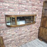 Upcycled Art Deco Oak Wall Display Cabinet with Slatted Glass Corners - 195