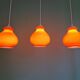 Trio de suspensions vintage en opaline orange, 1960-70