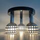 Mid-century ceiling light with 3 shades and wooden base, 1960s, Italy.